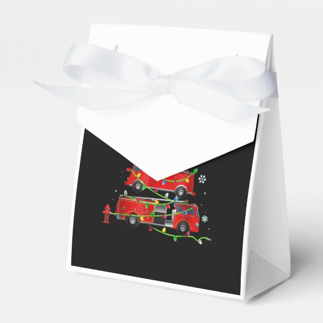 Caixinha De Lembrancinhas Bombeiro Caminhão Árvores de Natal Mulheres (Frente)