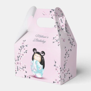 Caixinha De Lembrancinhas Boneca Kokeshi Cherry Blossom Dusty Rosa