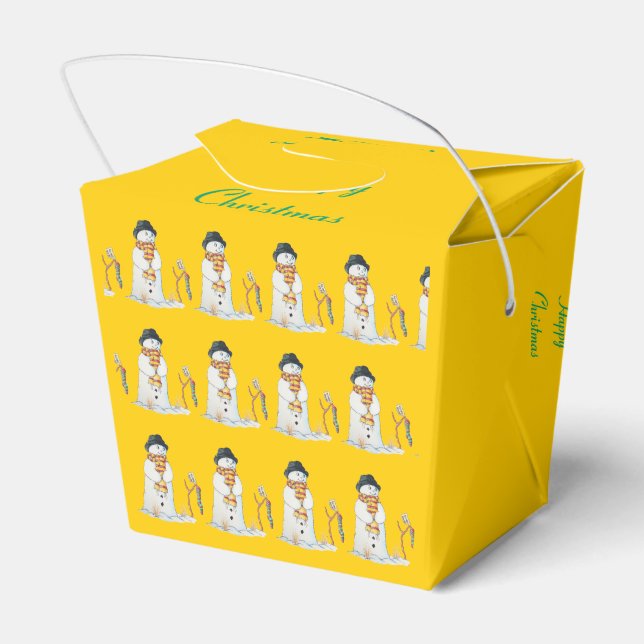 Caixinha De Lembrancinhas Bonito boneco de neve com estocagem de natal (Verso)