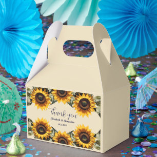 Caixinha De Lembrancinhas Bonito casamento elegante de girassol amarelo