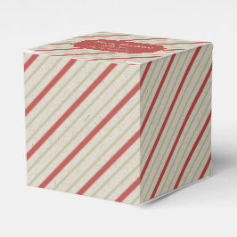 Caixinha De Lembrancinhas Bonito faixas vermelhas e verdes com Crachá vermel