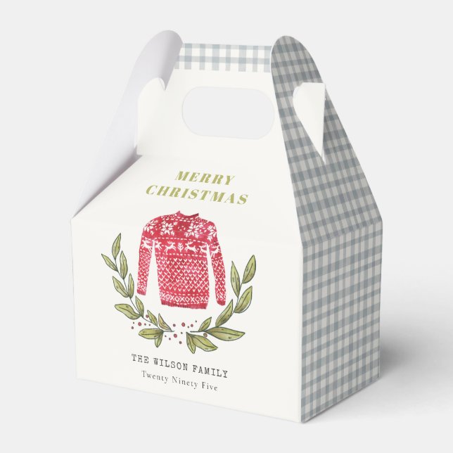 Caixinha De Lembrancinhas Bonito Folheto Vermelho Verde Suave Natal Inverno (Frente)