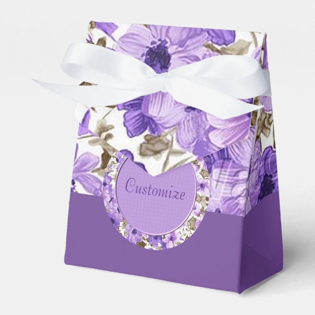 Caixinha De Lembrancinhas Bonito Púrpura e Branca, Floral Tent Favor Box 2 (Frente)