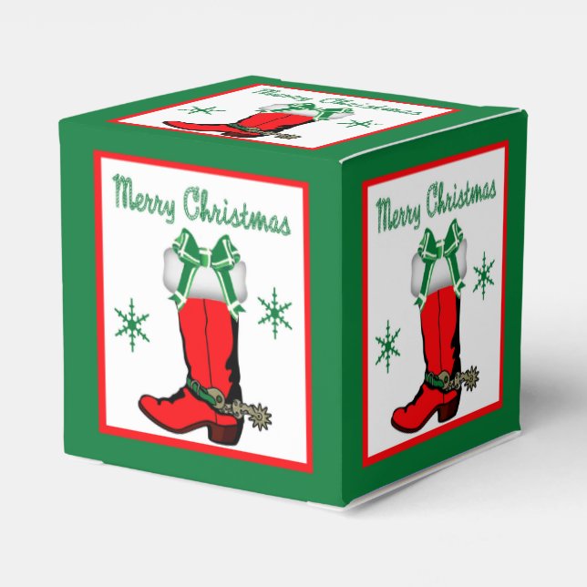 Caixinha De Lembrancinhas Boot Gift ou Favor Boot Box de Natal Ocidental (Verso)
