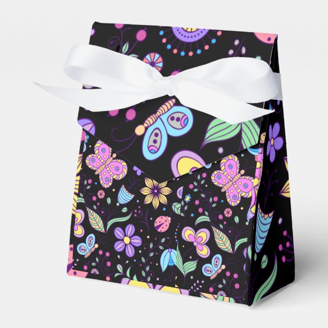 Caixinha De Lembrancinhas Borboleta Colorida E Flor (Frente)