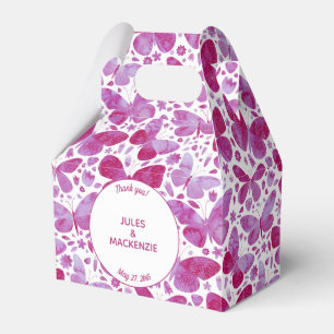 Caixinha De Lembrancinhas Borboletas Aquarela Moderna Boho Magenta Rosa