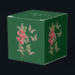 Caixinha De Lembrancinhas Borboletas E Flores De Ervilha Doce Personalizadas<br><div class="desc">Borboletas bonito em torno de uma delicada flor de ervilha rosa em um design de arte floral escuro de fundo por Susan. Personalize com o seu texto.</div>