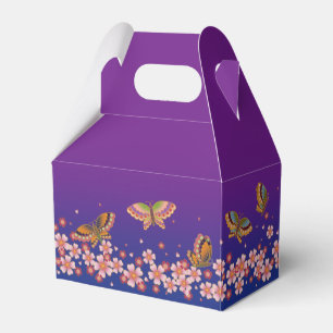 Caixinha De Lembrancinhas Borboletas japonesas no meio de Sakura floresce
