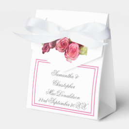 Caixinha De Lembrancinhas Bordadura de rosa cor-de-rosa floral casamento