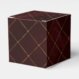 Caixinha De Lembrancinhas Bordô e Dourado Luxo Vintage Treliça