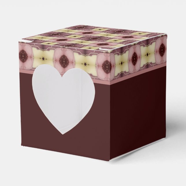 Caixinha De Lembrancinhas Borgonha com padrão rosa (Frente)