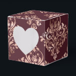 Caixinha De Lembrancinhas Borgonha - Marsala e Casamento tema damasco Dourad<br><div class="desc">Vintage burgundy (marsala) e faux foil rosa gold casamento tema damasco box para acompanhar a recolha abaixo.</div>