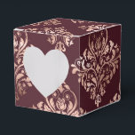 Caixinha De Lembrancinhas Borgonha - Marsala e Casamento tema damasco Dourad<br><div class="desc">Vintage burgundy (marsala) e faux foil rosa gold casamento tema damasco box para acompanhar a recolha abaixo.</div>