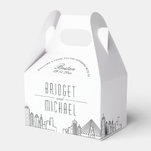 Caixinha De Lembrancinhas Boston Wedding Linha Skyline da Cidade