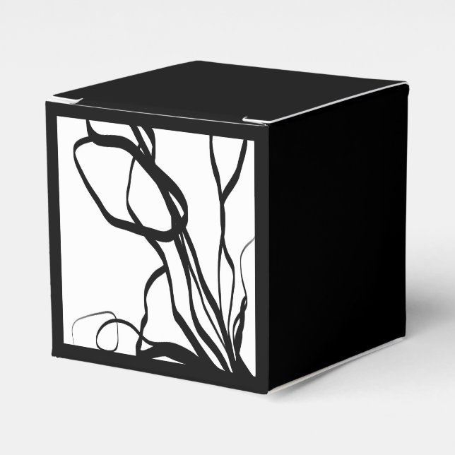 Caixinha De Lembrancinhas Bouquet Branco: Abstrato Preto e Branco (Frente)