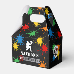 Caixinha De Lembrancinhas Boys Paintball Birthday Black Favor Box