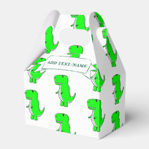 Caixinha De Lembrancinhas Branco Personalizado de Desenho de Dinossauro Verd