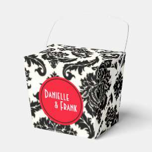 Caixinha De Lembrancinhas Branco preto vermelho de Paisley do damasco de