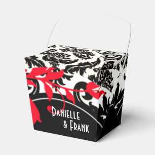 Caixinha De Lembrancinhas Branco preto vermelho de Paisley do damasco de