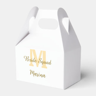 Caixinha De Lembrancinhas Bride squad monogram golden bridal shower simple