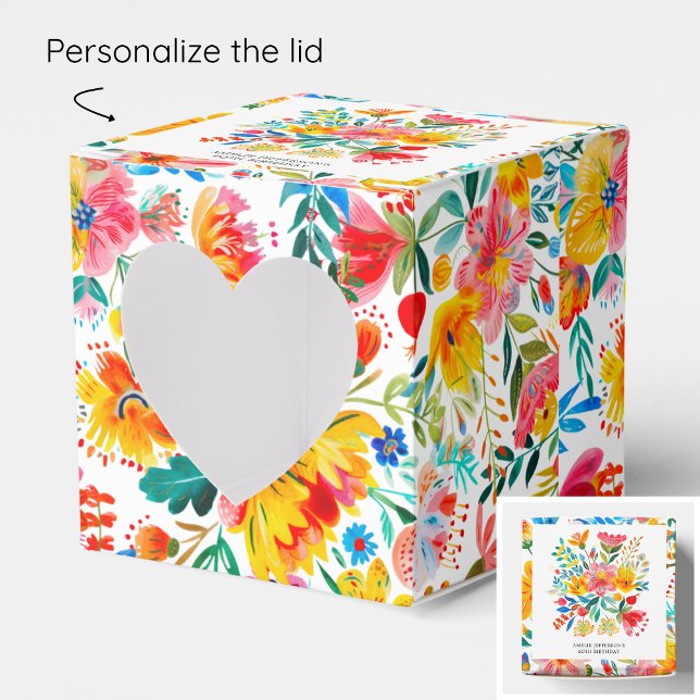 Caixinha De Lembrancinhas Bright Floral Fiesta Birthday mexicano (Criador carregado)