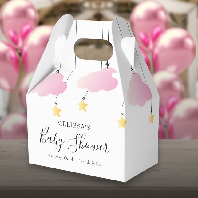 Caixinha De Lembrancinhas Brilha Brilha Estrelinha Menina Rosa Chá de Bebê (Twinkle Twinkle Little Star Pink Girl Baby Shower Favor Box)