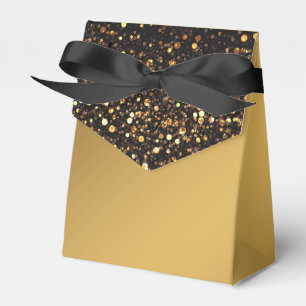 Caixinha De Lembrancinhas Brilho Dourado preto elegante formal