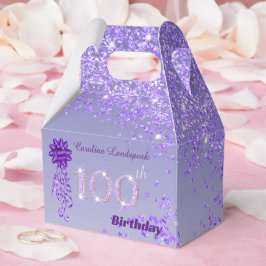 Caixinha De Lembrancinhas Brilho e Brilho Roxo Escuro 100º Aniversário
