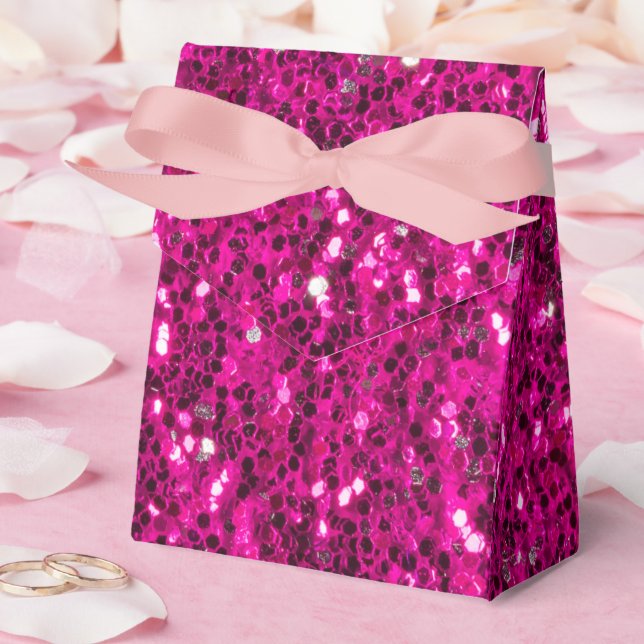 Caixinha De Lembrancinhas Brilho falso rosa quente (Casamento)