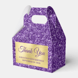 Caixinha De Lembrancinhas Brilho Roxo Real Dourado 30º Aniversário Obrigado