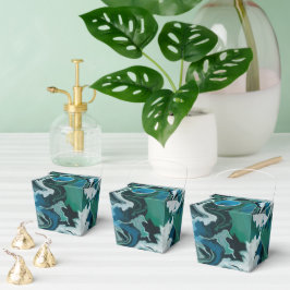 Caixinha De Lembrancinhas Brushstrokes Verdes Azuis Marmoreadas Personalizad