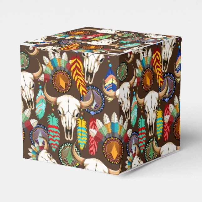 Caixinha De Lembrancinhas Buffalo Skull Native American Emblem (Frente)