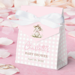 Caixinha De Lembrancinhas Bunny Pink Bow Gingham Baby Shower