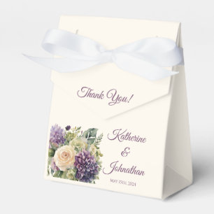 Caixinha De Lembrancinhas Buquê-Casamento com Flor Roxo Por Aquarela Obrigad