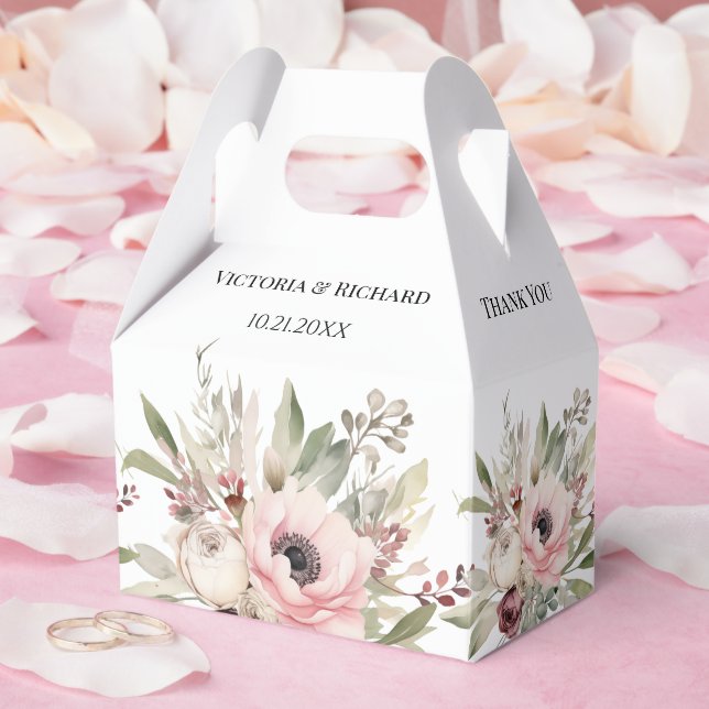 Caixinha De Lembrancinhas buquê floral aquarela rústica (Casamento)