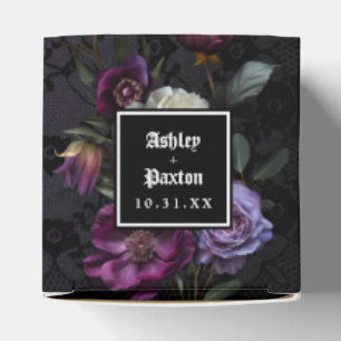 Caixinha De Lembrancinhas Buquê Floral Roxo Gótico Temperamental em Renda Pr