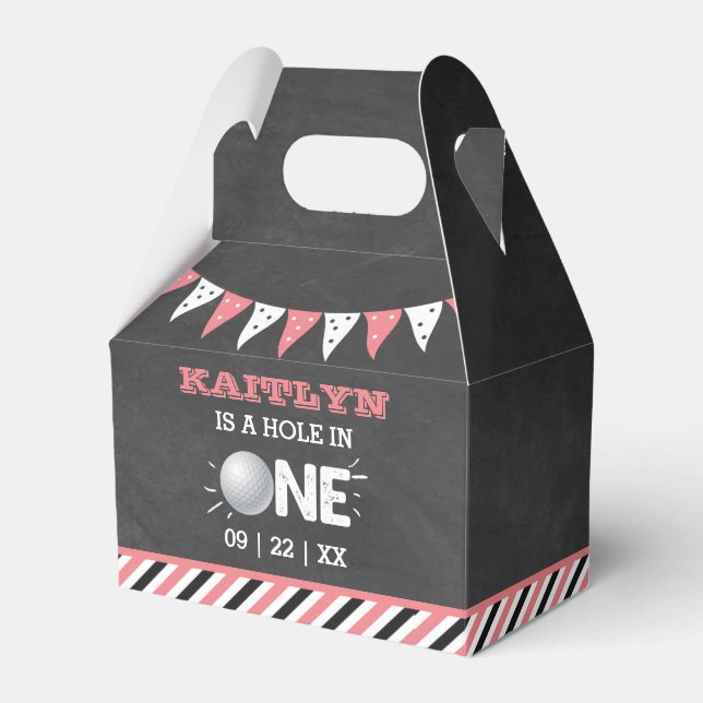 Caixinha De Lembrancinhas Buraco Em Uma Garota primeiro aniversario De Golfe (Frente)