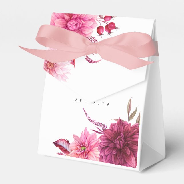 Caixinha De Lembrancinhas Burgundy e Casamento outono Blush - Obrigado (Frente)