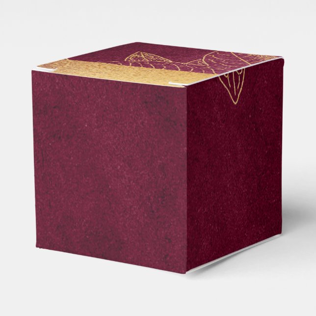 Caixinha De Lembrancinhas Burgundy e Dourado Profundos (Frente)