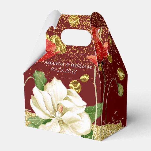 Caixinha De Lembrancinhas Burgundy Linda Casa Dourada Rosy (Frente)