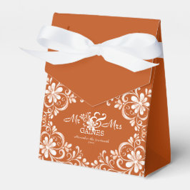 Caixinha De Lembrancinhas Burnt Orange Rust Mr & Mrs Wedding Favor Box