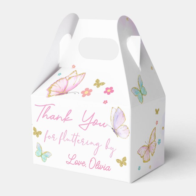 Caixinha De Lembrancinhas Butterfly Floral Birthday Favor Box (Frente)