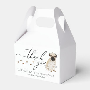 Caixinha De Lembrancinhas Cachorrinho Pug Casamento Caligrafia Agradecimento