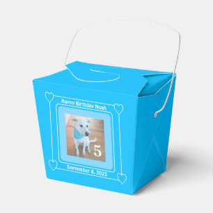 Caixinha De Lembrancinhas Cachorro Cachorro Feliz Aniversário Número 5 Azul