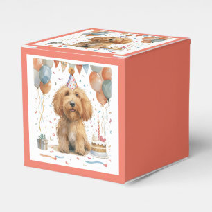 Caixinha De Lembrancinhas Cachorro de Goldendoodle de Aniversário