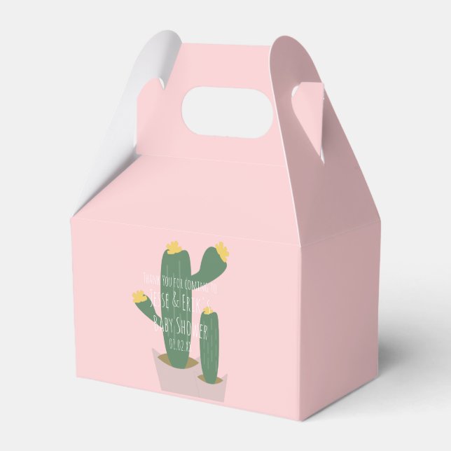 Caixinha De Lembrancinhas Cactus Cupcakes  Chá de Bebê Obrigado Azul Rosa   (Frente)