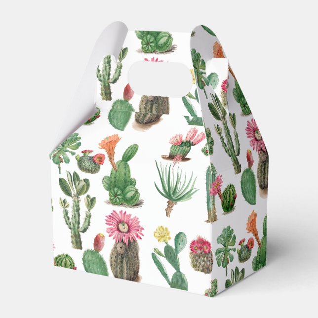 Caixinha De Lembrancinhas Cactus e Suculentes Coloridos de Aquarela (Frente)