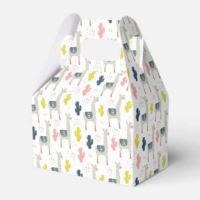 Caixinha De Lembrancinhas Cactus & Llamas Pattern (Frente)