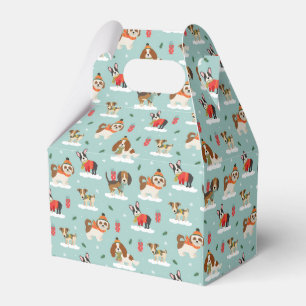 Caixinha De Lembrancinhas Cães de Natal no Padrão Cozy Scarves