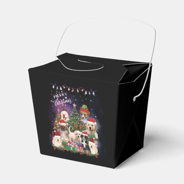 Caixinha De Lembrancinhas Cães Feliz Natal Luz (Frente)